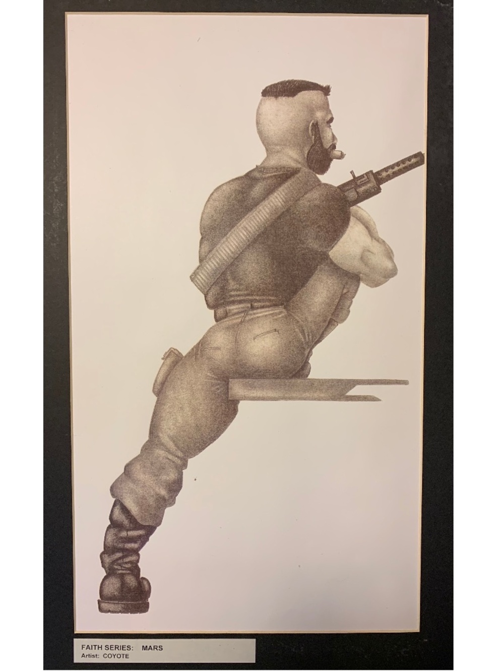 Mars by Coyote Signed print on paper 17 x 10" Matted with damage to top of mat